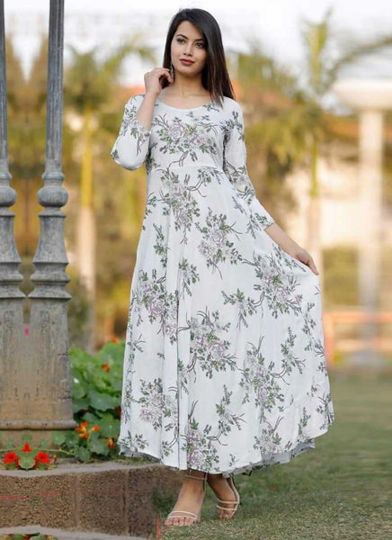 White long frock store kurti