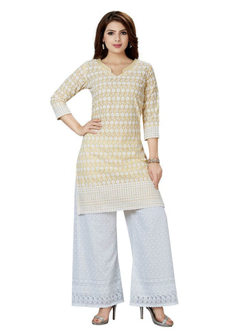 Lemon yellow designer kurti