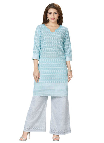 sky blue designer kurti
