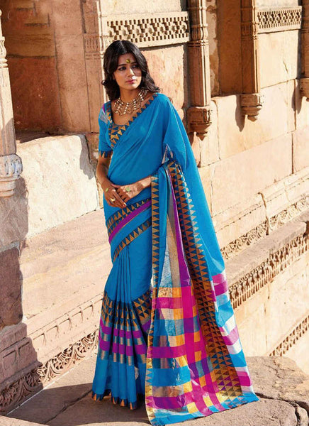 Sky blue saree - New India Fashion