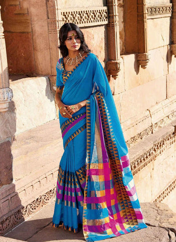 Sky blue saree - New India Fashion