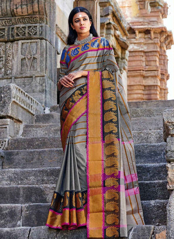 Grey saree - New India Fashion