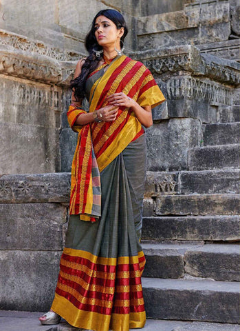 Grey saree - New India Fashion