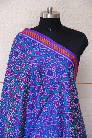Semi double ekat dupatta in purple and Green colour with traditional mnaekchowk and navratna mix design