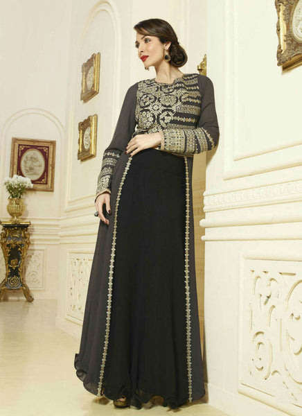 Gray and black salwar suit - New India Fashion