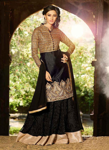 Black and beige salwar suit - New India Fashion