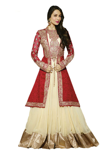 Red and cream salwar suit - New India Fashion