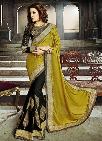 Black and yellow saree - New India Fashion