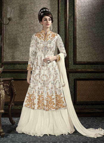 White anarkali suit - New India Fashion