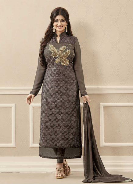 Black straight salwar suit - New India Fashion