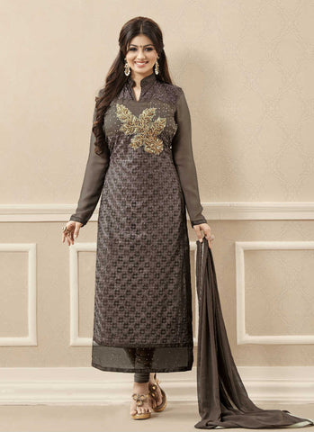 Black straight salwar suit - New India Fashion