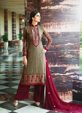 Brown Salwar Suit - New India Fashion