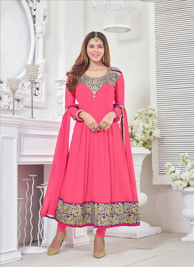 Pink anarakali suit - New India Fashion