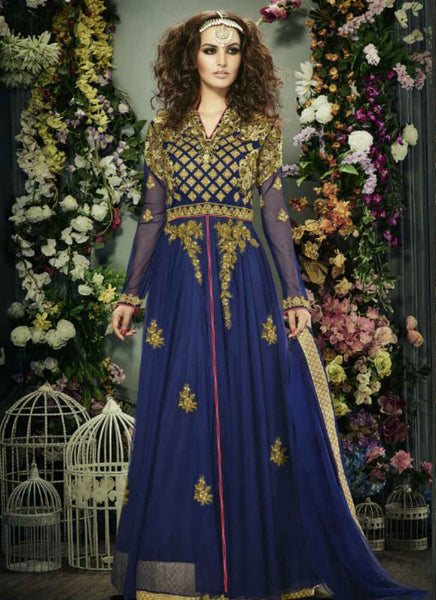 Blue floor length salwar suit - New India Fashion