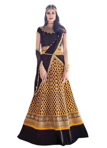 Black and yellow anarkali suit - New India Fashion