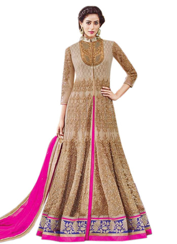 Beige and pink anarkali suit - New India Fashion