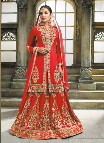 Red designer lehenga - New India Fashion