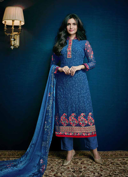 Blue designer dress - New India Fashion