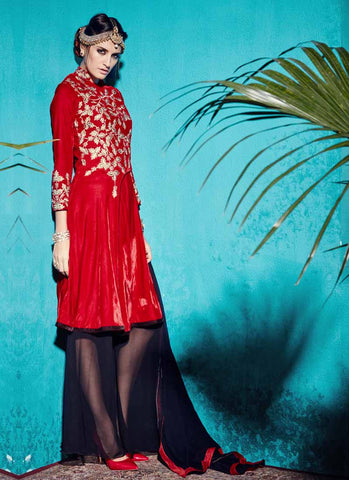 Red indowestern dress 