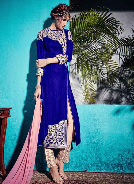 Blue indowestern dress 