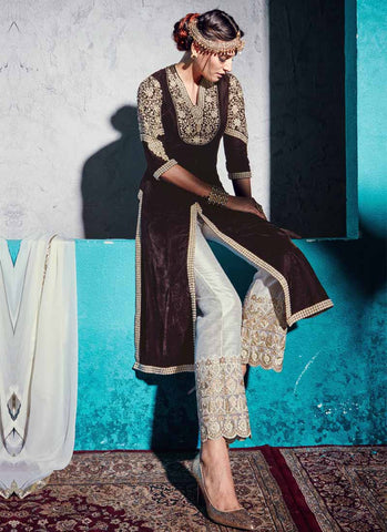 Brown indowestern dress 