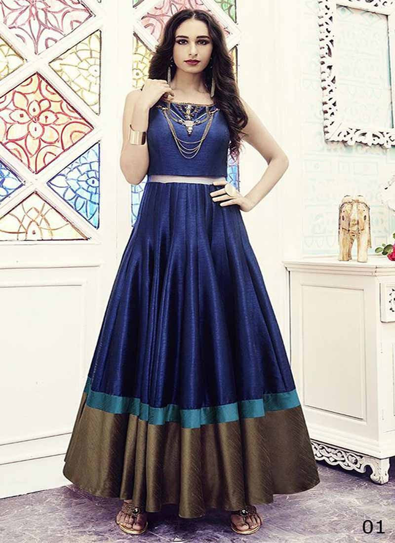 Blue and brown designer gown Blue and brown designer gown