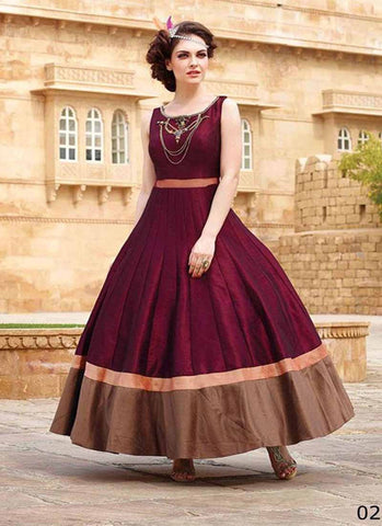 Maroon and Brown designer gown 