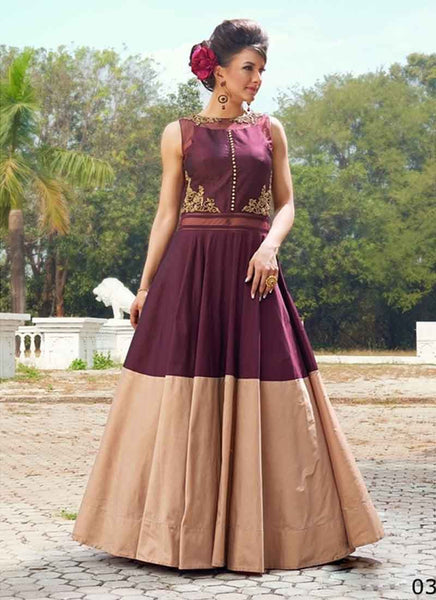 Indigo and Beige designer gown 