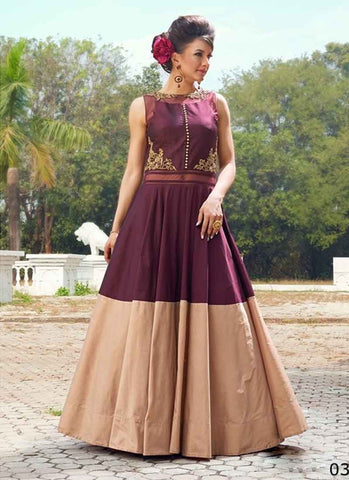 Indigo and Beige designer gown 