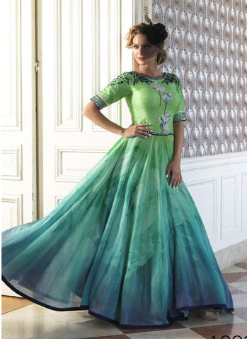 Parrot and rama indowestern gown