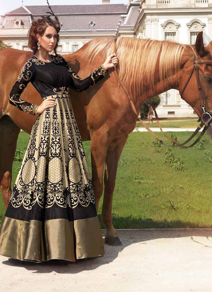 Black and golden indowestern gown