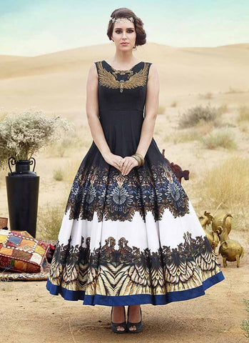 Black and white indowestern gown