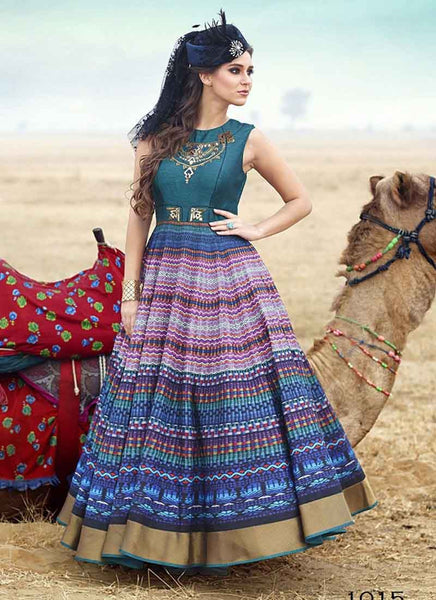 Multicolor priented indowestern gown