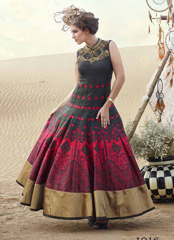 Red and black indowestern gown