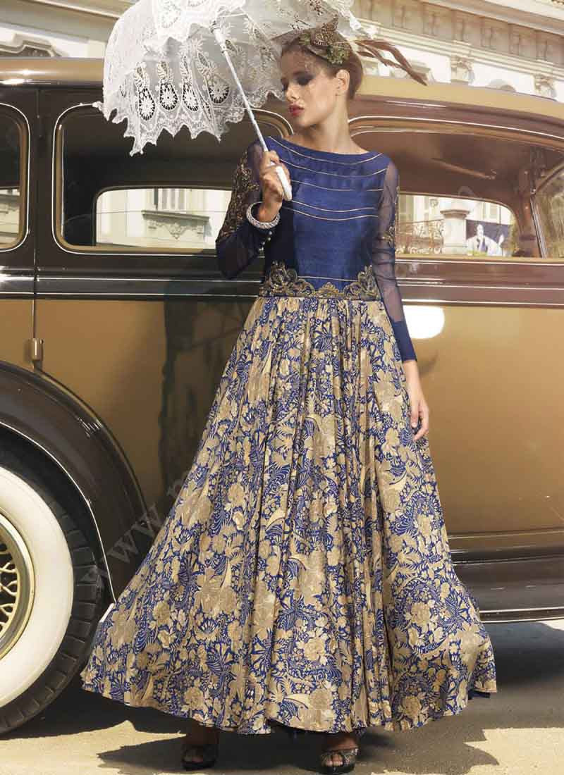 Blue Georgette Fancy Gown at Rs 349 in Surat | ID: 13484272612