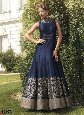 Blue indowestern gown