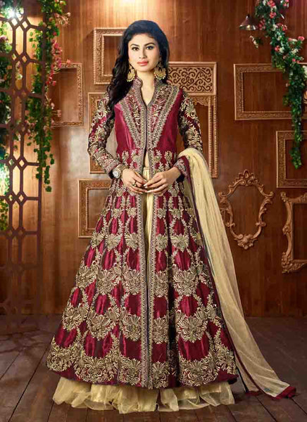 Maroon indowestern dress 