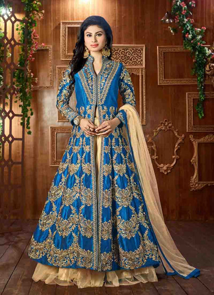 Sky blue indowestern dress 