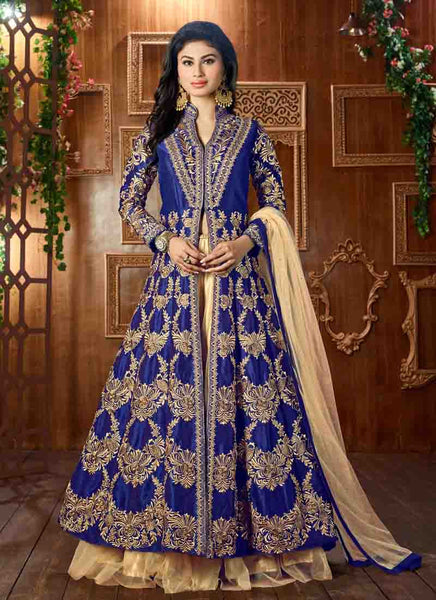 Royal blue indowestern dress 