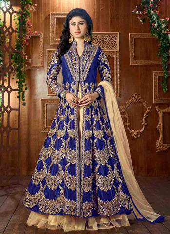 Royal blue indowestern dress 