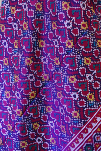 semi double ikat dupatta in Red and purple colour with fancy design