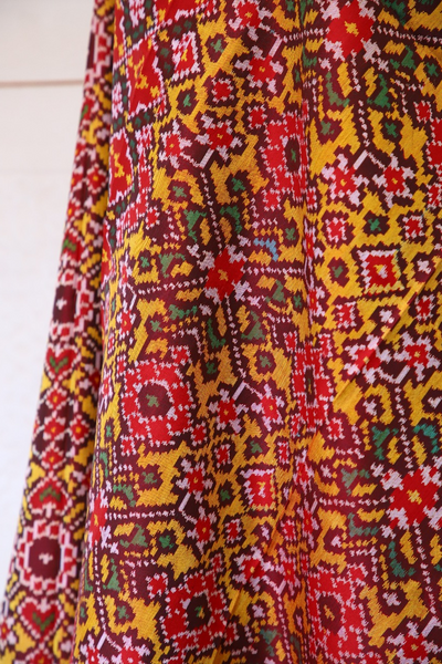 Semi double ikat dupatta in Multy colour with traditional design