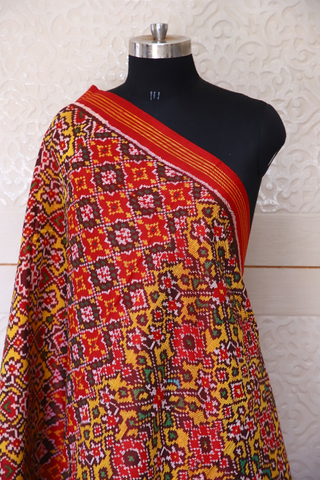Semi double ikat dupatta in Multy colour with traditional design