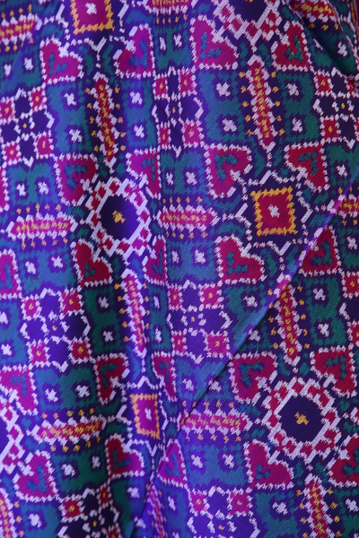 Semi double ekat dupatta in purple and Green colour with treditional manekchowk and navratna mix design