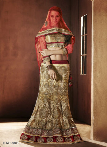 Ravishing Rich Cream Embroidered Lehenga Set - New India Fashion