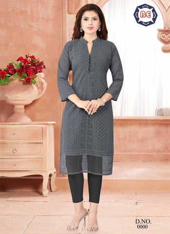 Classic grey georgete lucknowi kurti