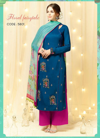 Blue and pink salwar suit - New India Fashion