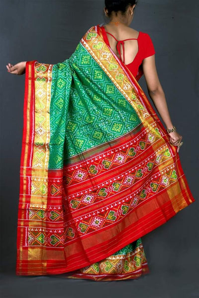 Green and Red Patola Saree