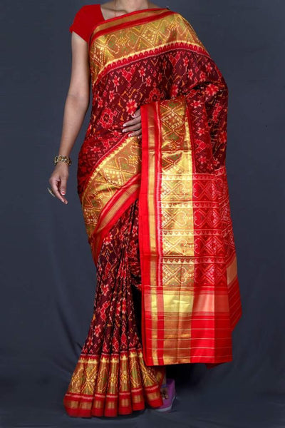 Maroon and Red Patola Saree