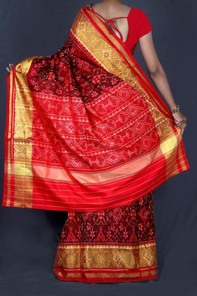 Maroon and Red Patola Saree